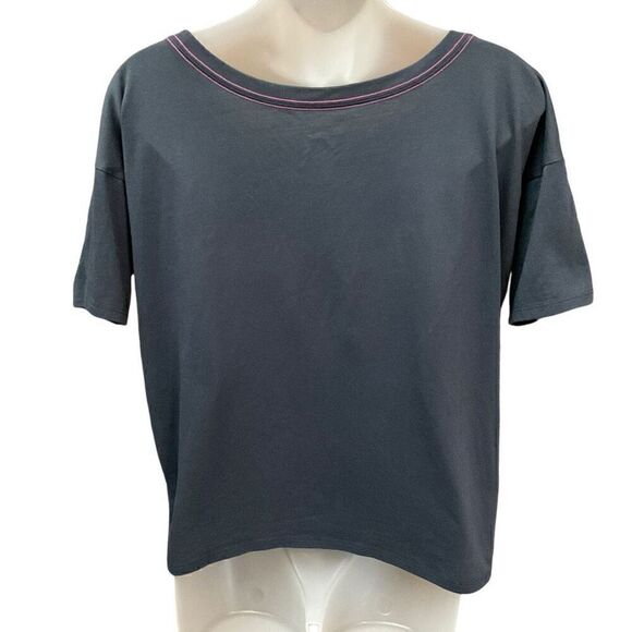 Vans Tee Shirt  Round Scoop Neck Short Sleeves Bluish Grey Pink Vans Logo XS - Picture 2 of 9